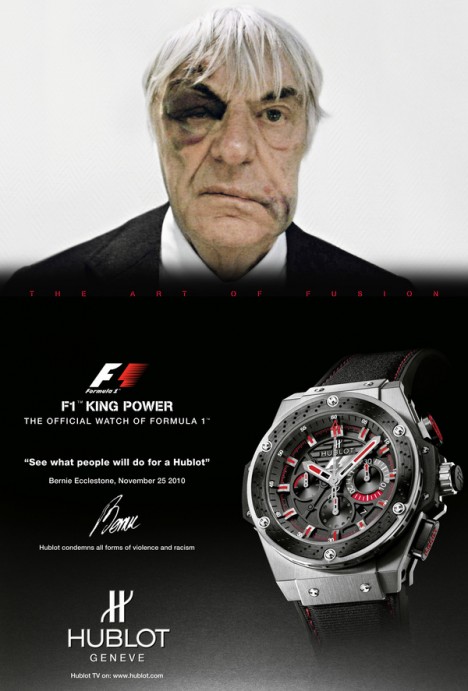 Bernie Ecclestone prête son visage pour Hublot photo Hublot Bernie Ecclestone 468x691 Bernie Ecclestone prête son visage pour Hublot