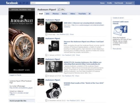 Audemars Piguet, ultra populaire sur Facebook photo Audemars Piguet facebook Audemars Piguet, ultra populaire sur Facebook